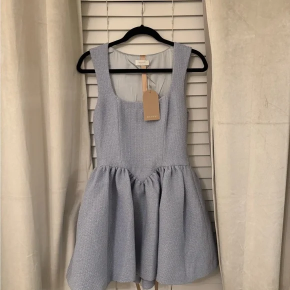 MESHKI Jennifer Boucle Mini Dress - Sky Blue - Picture 7 of 7